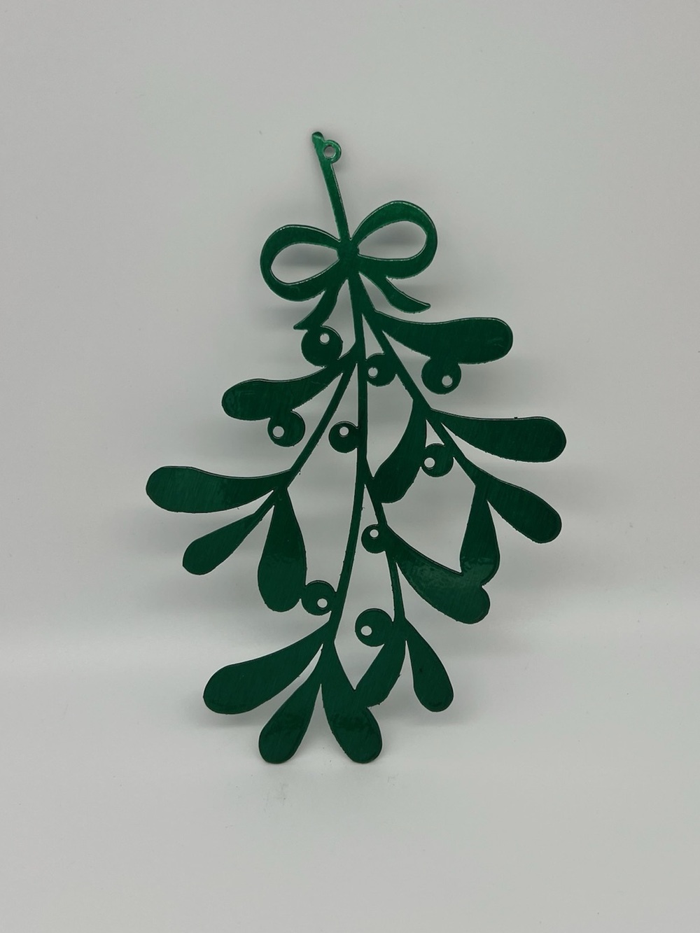 Laser Cut Metal Wall Art Sign by Redline Steel. Decoration Green Mistletoe.
